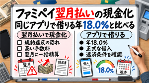 ファミペイ翌月払いの現金化と、同じアプリで借りる年18.0%を数字で比べる