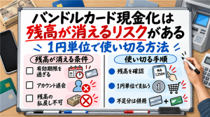 バンドルカード現金化は残高が消えるリスクがある！1円単位で使い切る公式の方法